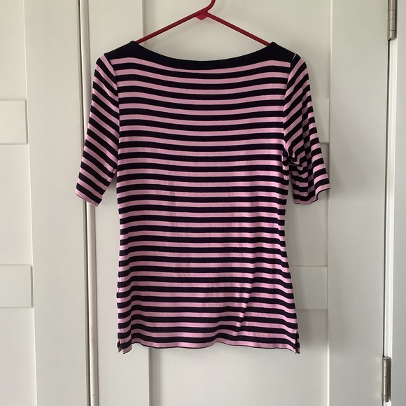 Talbots 3/4 length sleeve stripe cotton top - Picture 3 of 3